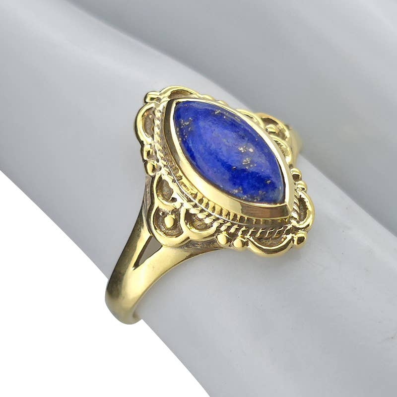 Lapis Gold Plated Silver Ring: 7