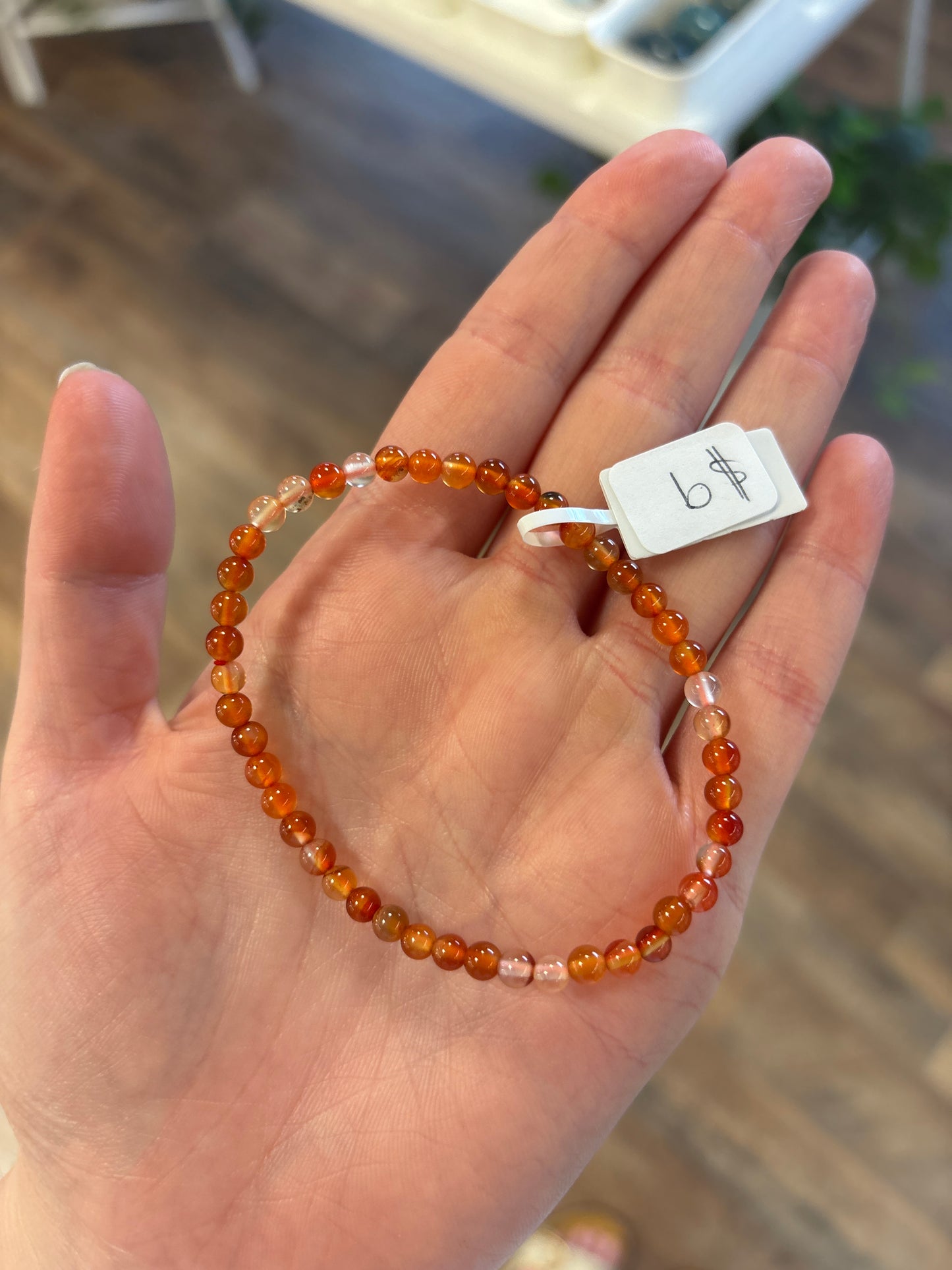 Brown/Red Agate Bracelets 4mm