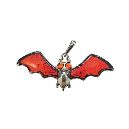 Bat Cherry Amber Sterling Silver Pendant