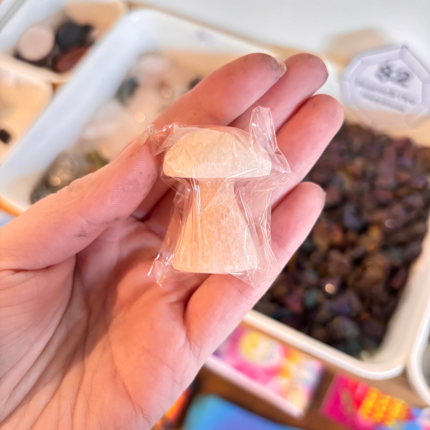 Peach Selenite (Spiritual Connection, Emotional Healing & Transformation) Mushroom