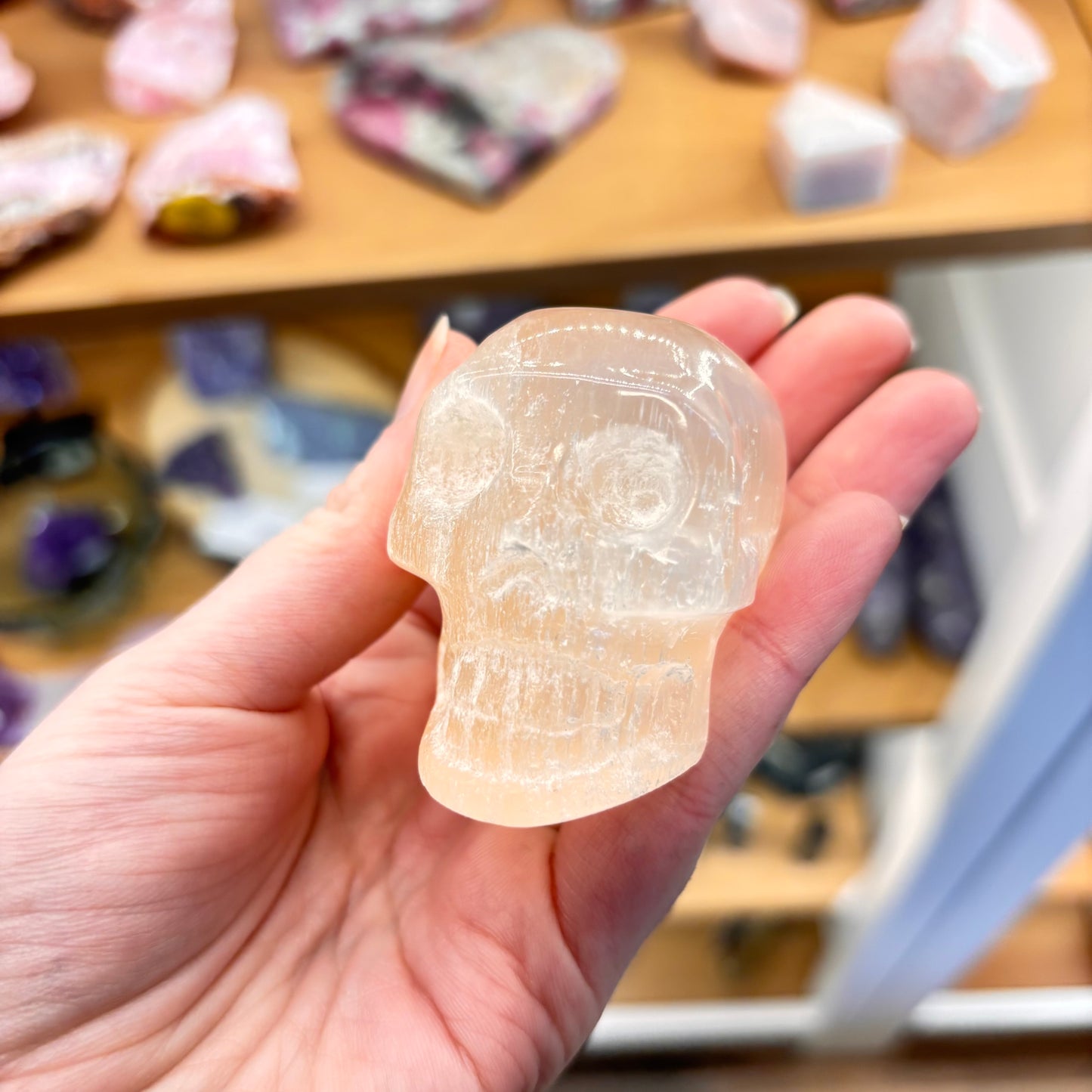Peach Selenite (Spiritual Connection, Emotional Healing & Transformation) Skull