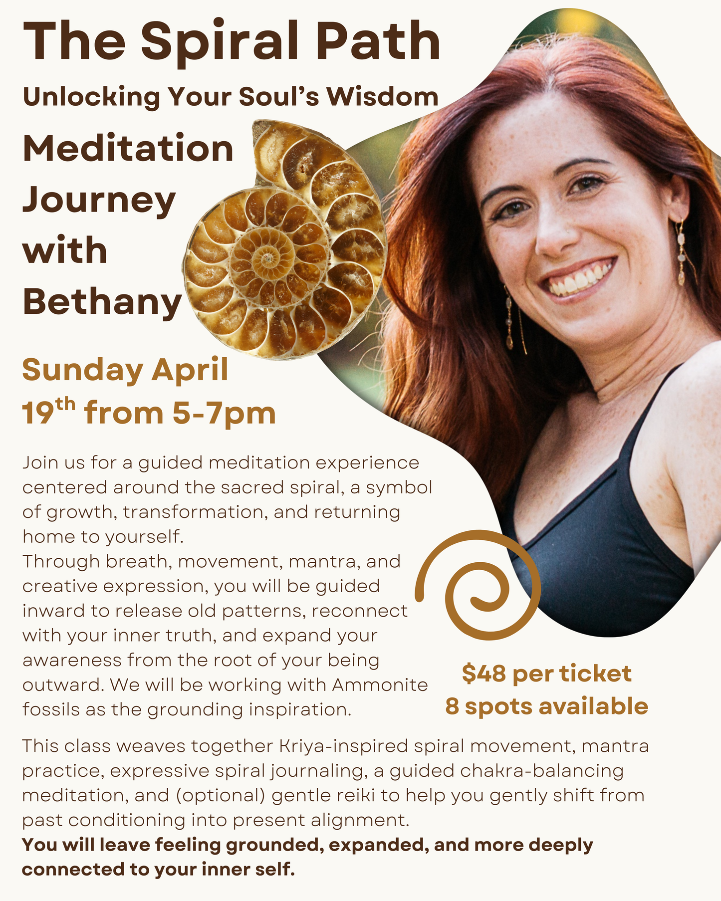 The Spiral Path: Unlocking Your Soul’s Wisdom Meditation Journey with Bethany | Sunday April 19th from 5 to 7pm