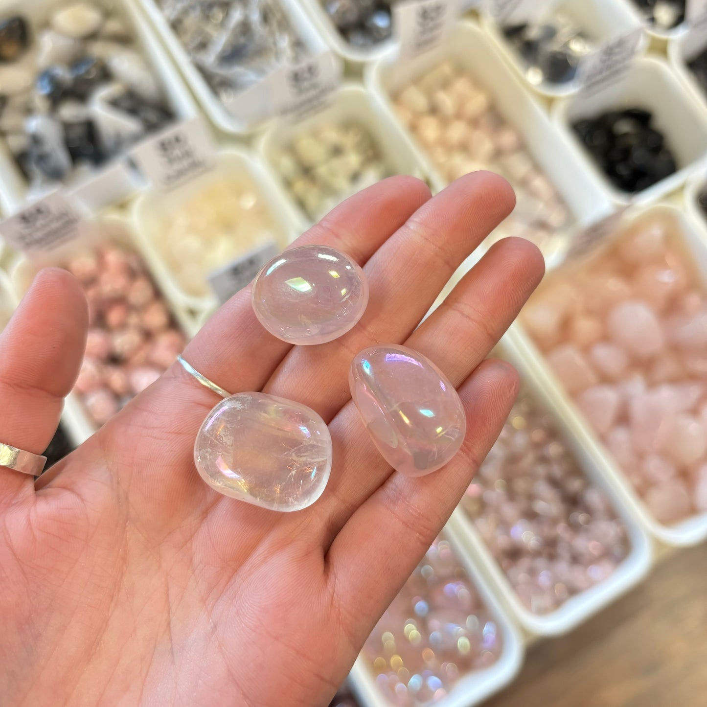 Aura Rose Quartz (Attracts Positive & Loving Energy) Tumbled