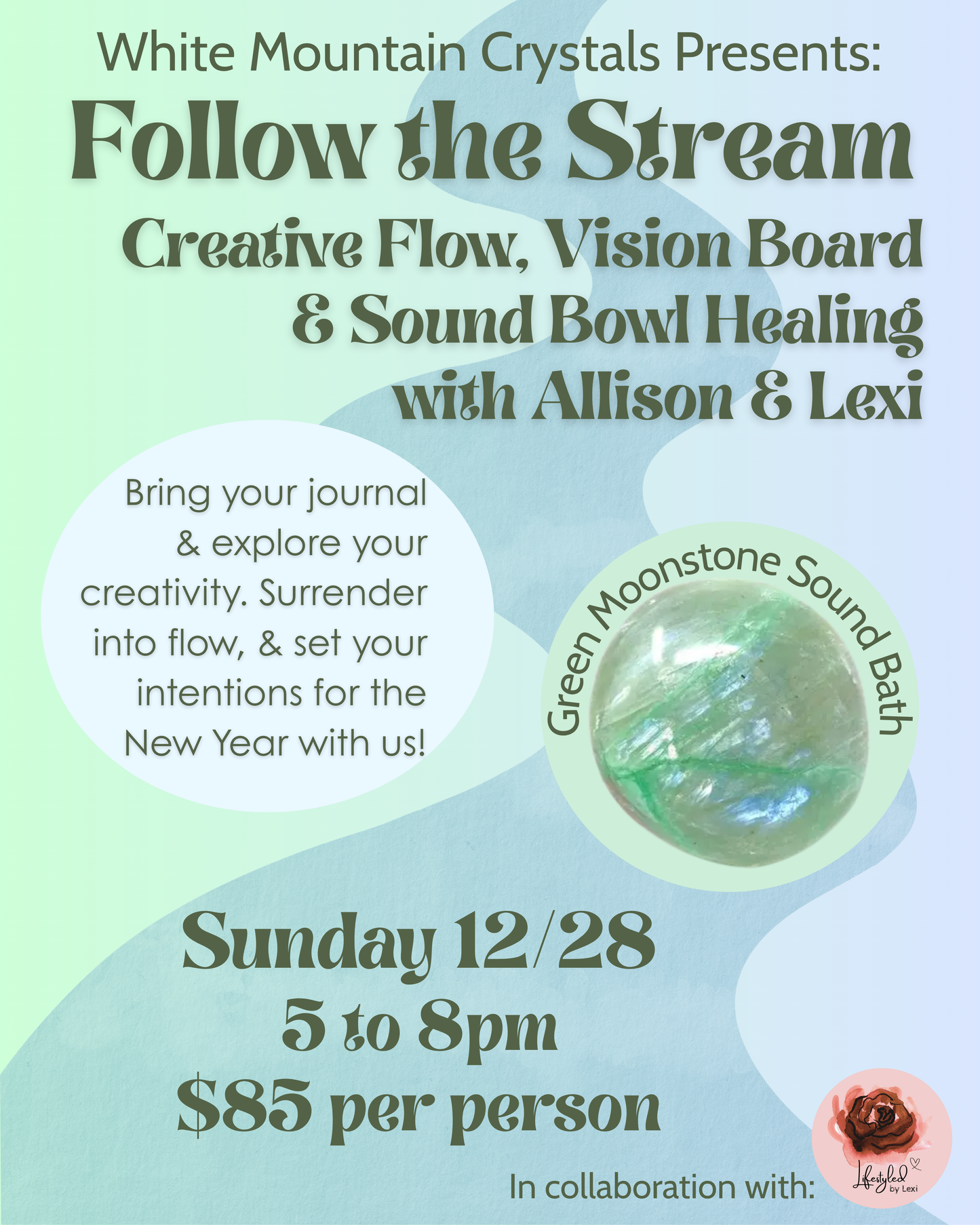 Follow The Stream: Creative Flow Vision Board Workshop & Sound Bath 12/28/25 5-8pm