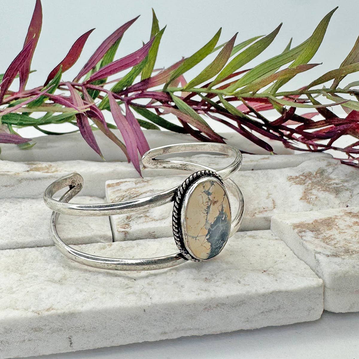 Kashi Semiprecious Stone Cuff Bracelet - Bumblebee Jasper