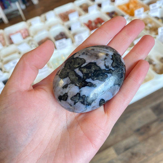 Indigo Gabbro (Clear Blockages) Palm Stone
