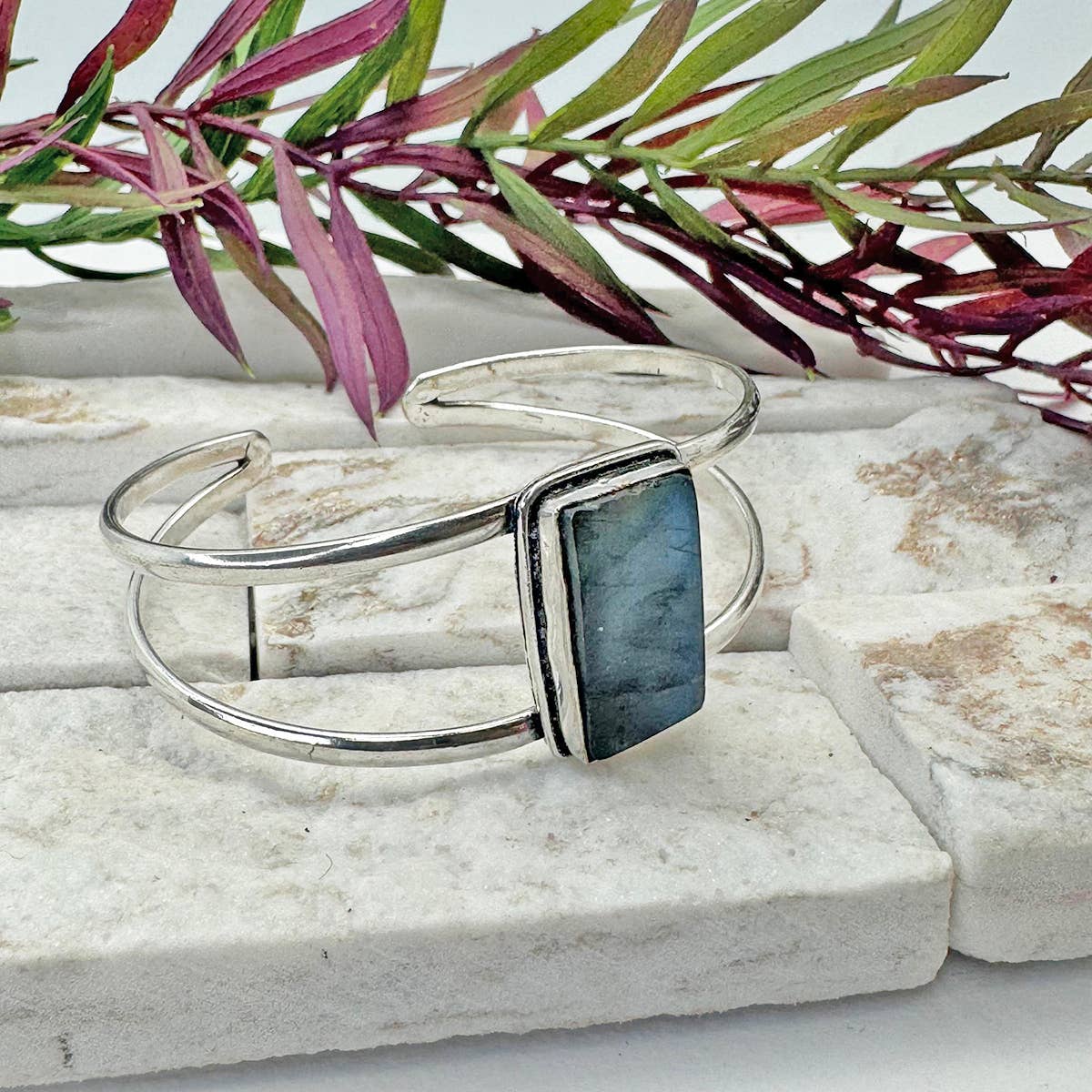 Kashi Semiprecious Stone Cuff Bracelet - Labradorite