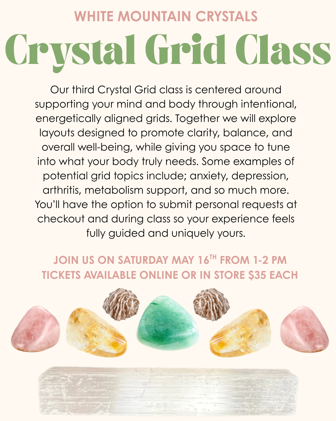 Crystal Grid Class with Erin | Mental & Physical Health | Saturday May 16th from 1-2pm