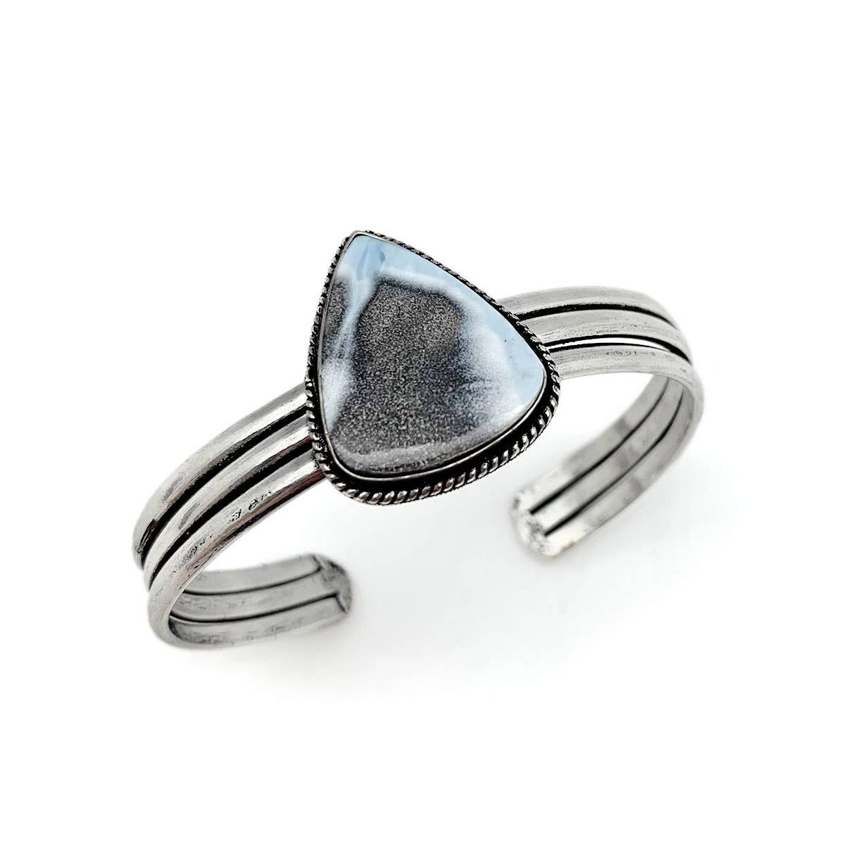 Handcrafted Kashi Semiprecious Stone Cuff - Blue Opal