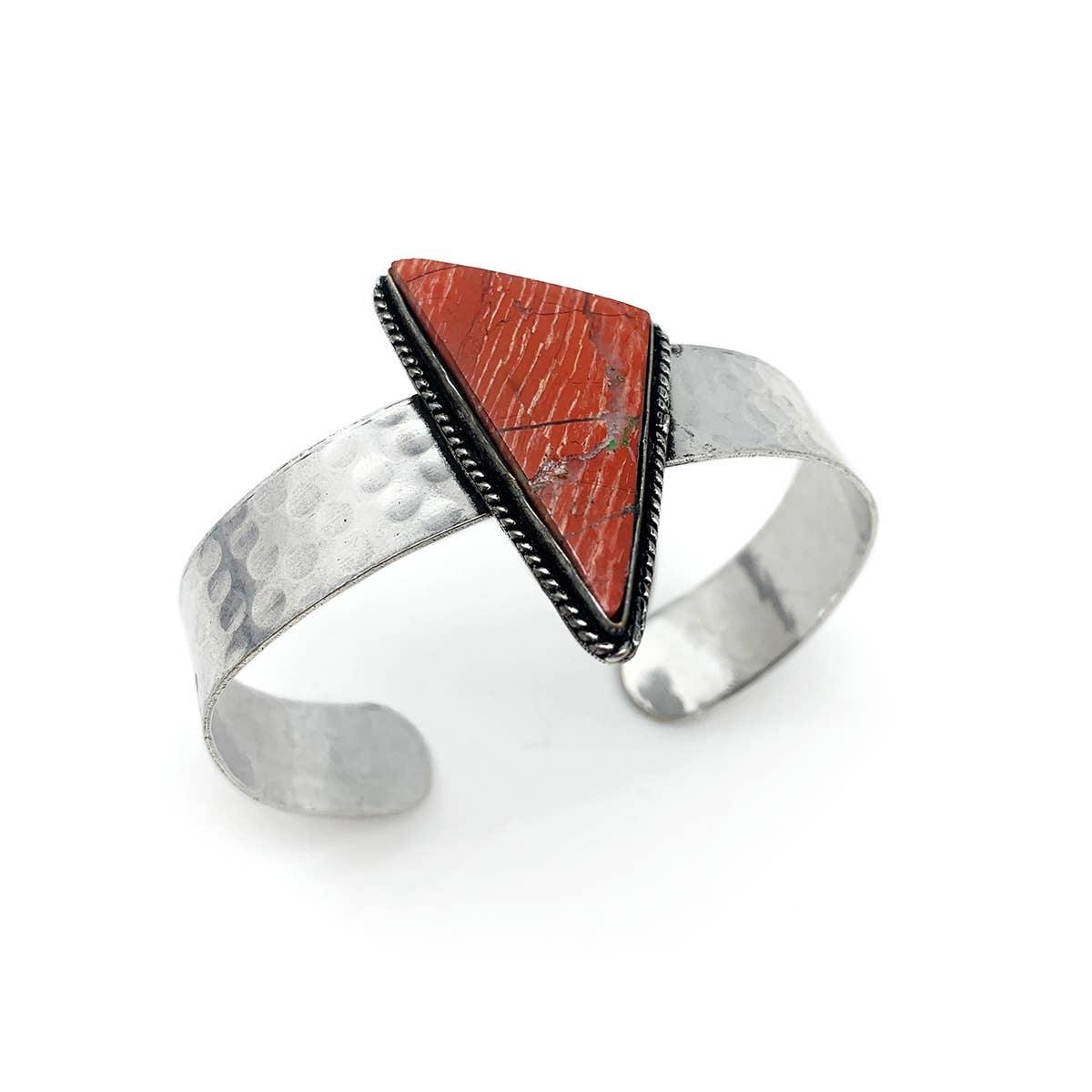 Handcrafted Kashi Semiprecious Stone Cuff - Red Jasper