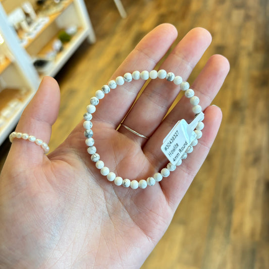 White Howlite (Calming) Bracelet 4mm