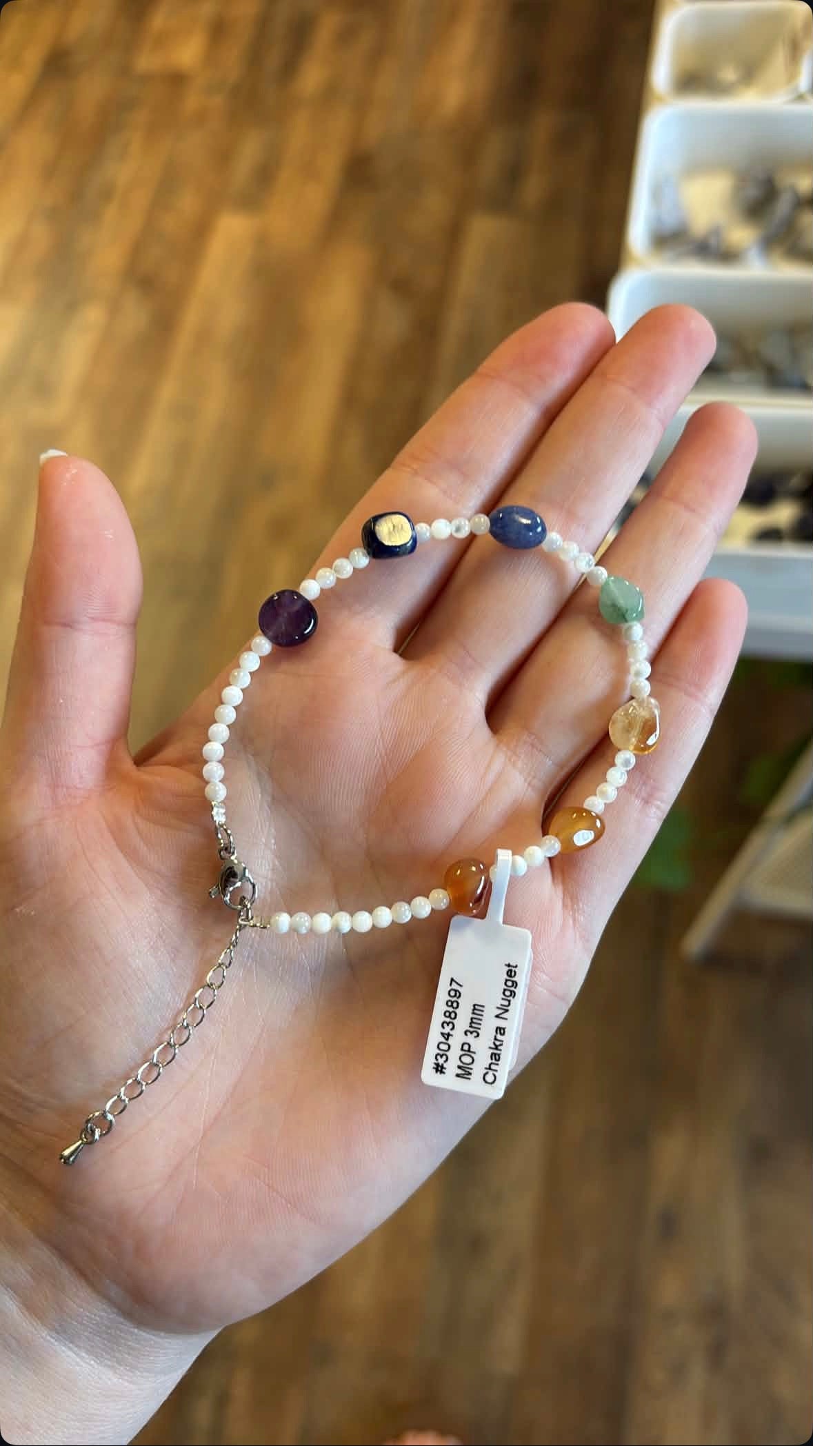 Chakra Mother of Pearl (Balancing) Nuggets Bracelet (LARGE)