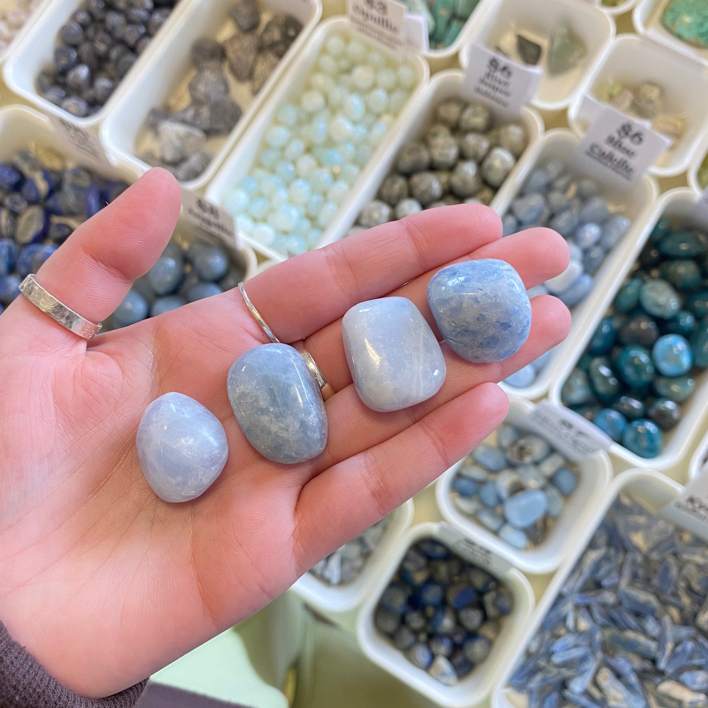 Blue Calcite (Soothes Nerves) Tumbled