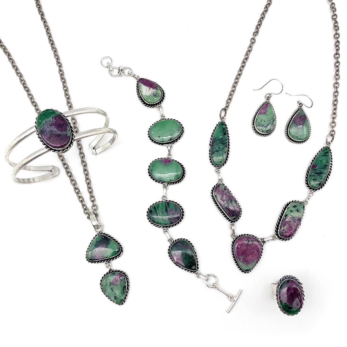 Kashi Semiprecious Stone Cuff Bracelet - Ruby Zoisite