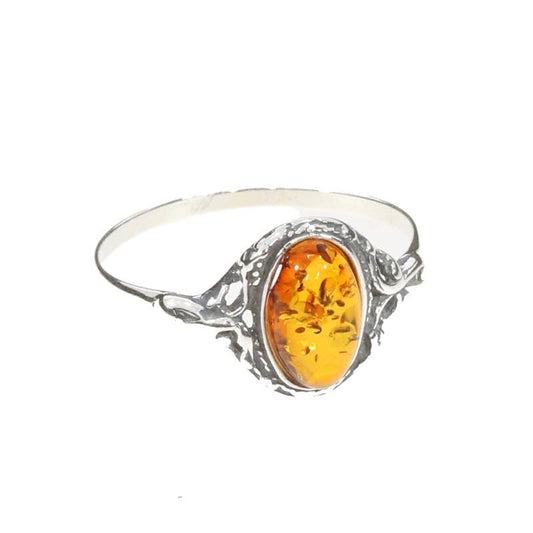 Cognac Amber Sterling Silver Ring: 7